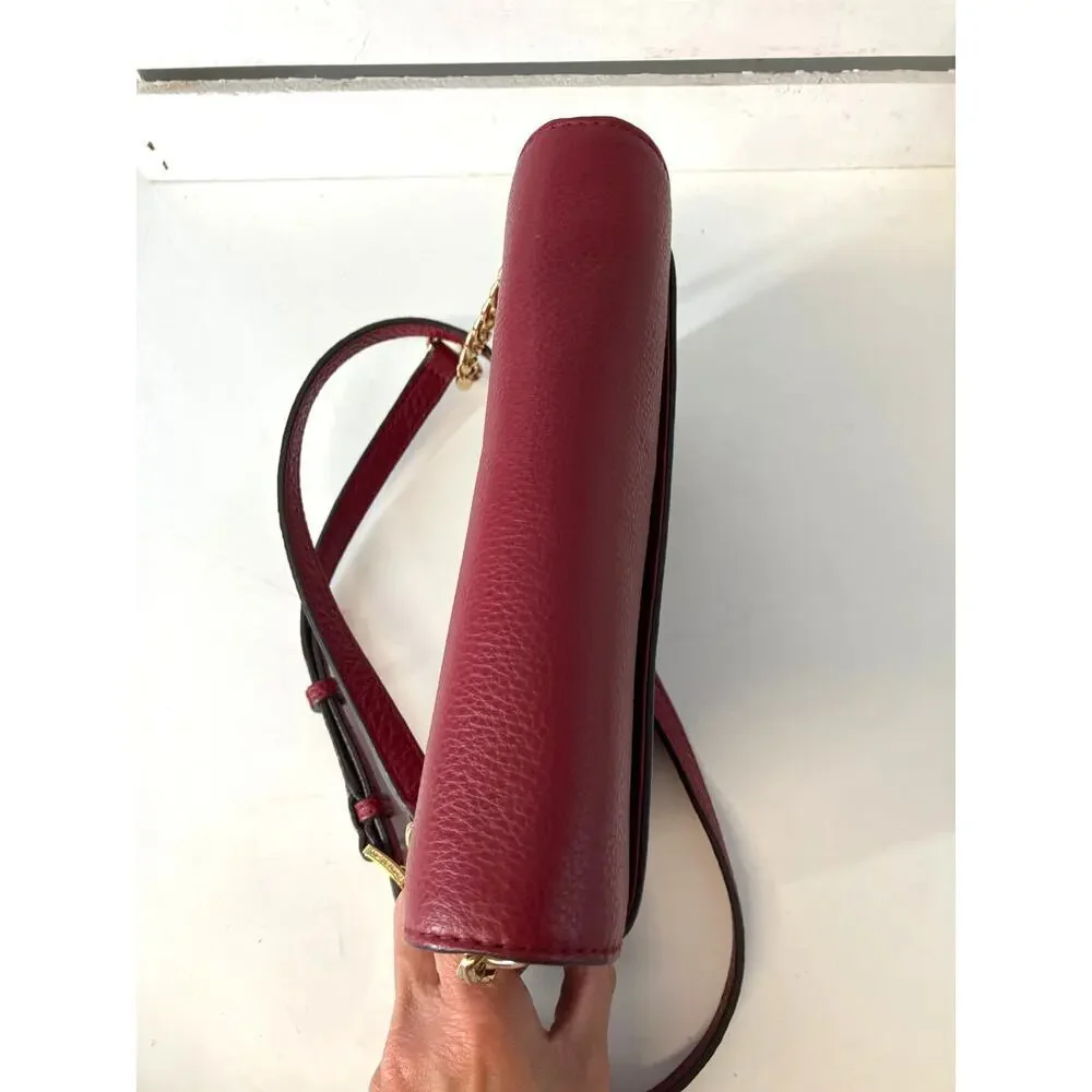 MICHAEL KORS, SMALL RED PEBBLED LEATHER CROSSBODY BAG